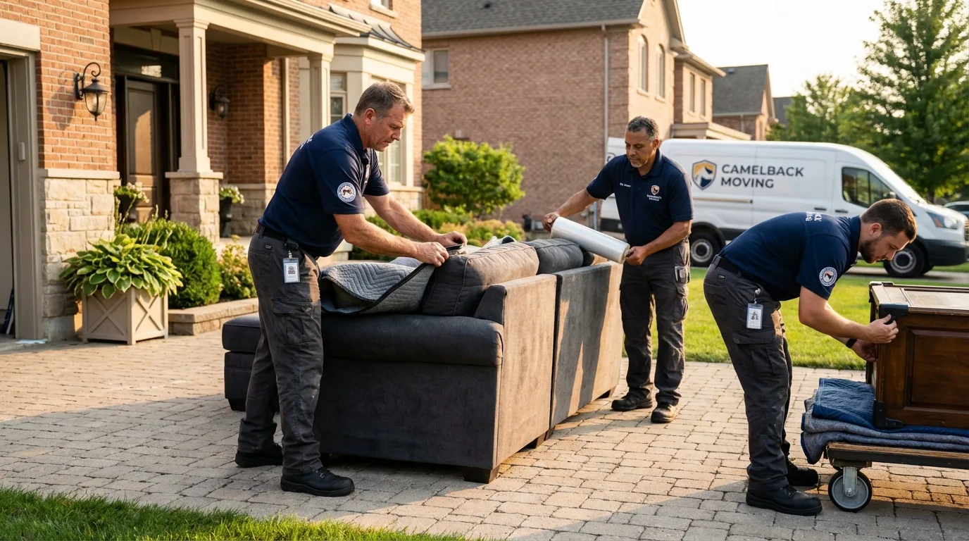 Large estate moving crew wrapping furniture in Winchester, IN